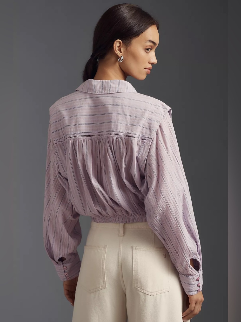 Anthropologie Pilcro Flared Shoulder Buttondown Shirt. Size L. NWTs - Picture 3 of 8